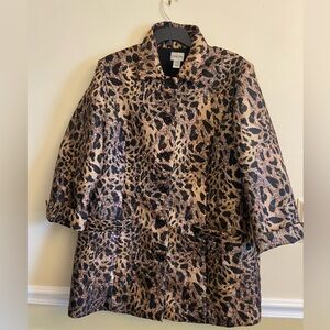 Chico’s leopard print statement blazer/topper.  Button down cuffed sleeves